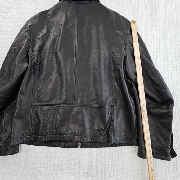 Banana Republic Full Zip Leather Jacket Men's XL Jet Black Long Sleeves EUC LN - Picture 16 of 16
